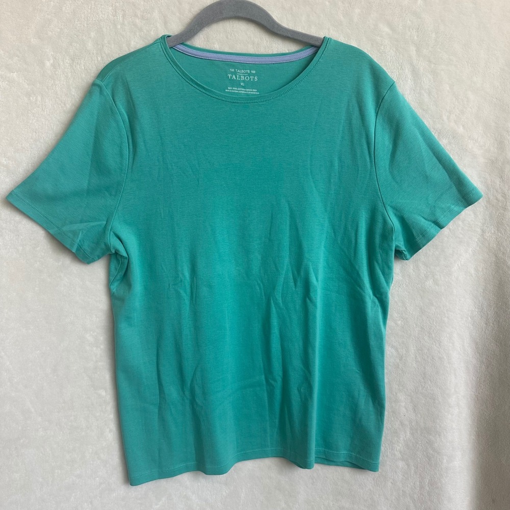 Talbots The Talbots Tee Teal Green 100% Pima Cotton Crewneck T-Shirt XL